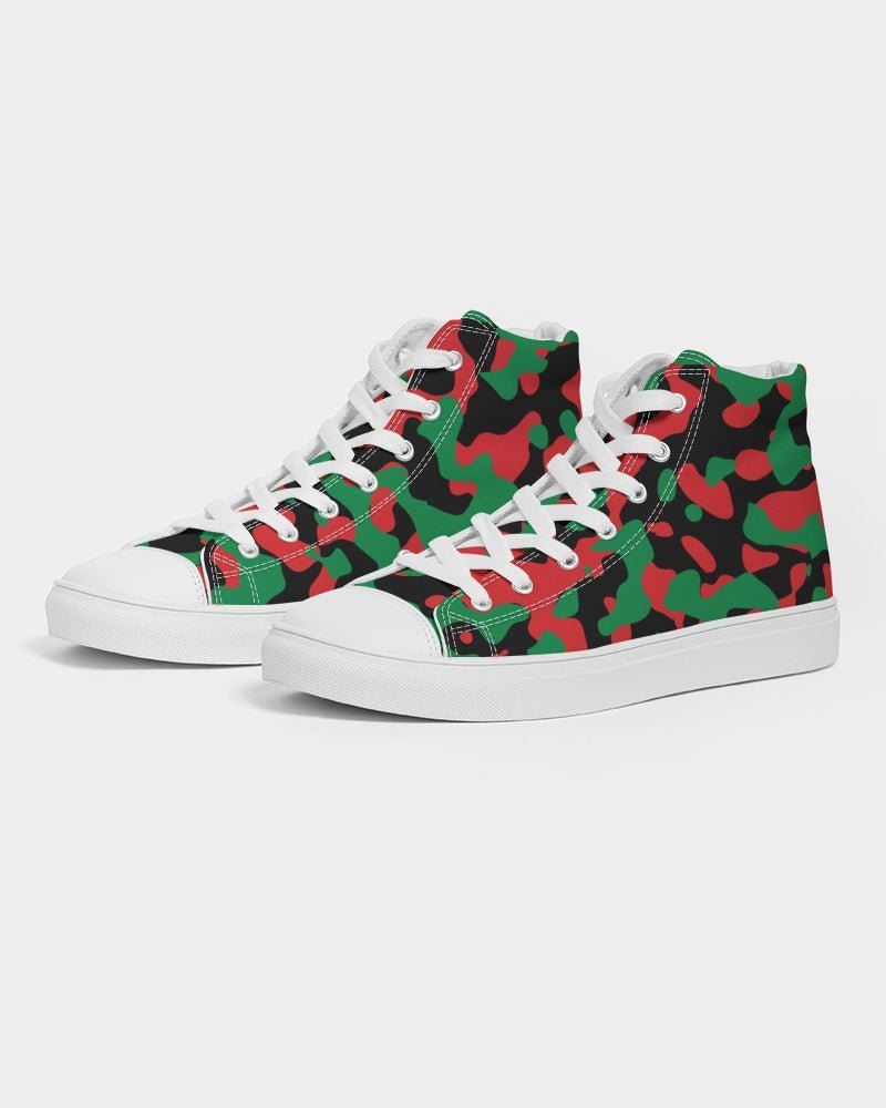 Pan African Flag Camo Women's Hightop Canvas Shoe - Conscious Apparel Store