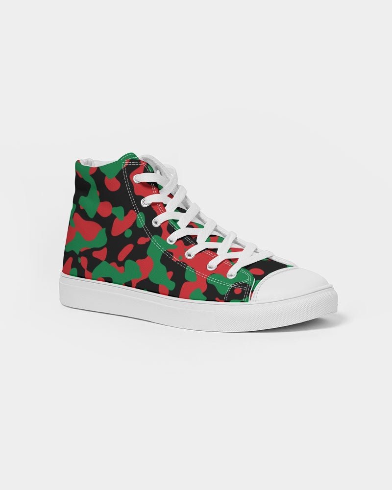 Pan African Flag Camo Women's Hightop Canvas Shoe - Conscious Apparel Store