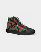 Pan African Flag Camo Women's Hightop Canvas Shoe - Black - Conscious Apparel Store