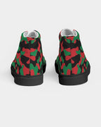 Pan African Flag Camo Women's Hightop Canvas Shoe  - Black - Conscious Apparel Store