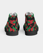 Pan African Flag Camo Women's Hightop Canvas Shoe - Black - Conscious Apparel Store