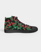 Pan African Flag Camo Women's Hightop Canvas Shoe - Black - Conscious Apparel Store