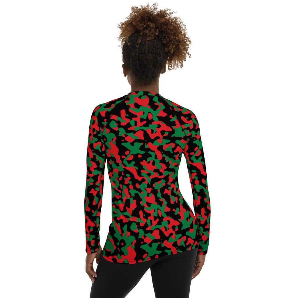 Pan African Flag Camo Women's Rash Guard - Conscious Apparel Store