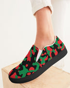 Pan African Flag Camo Women's Slip-On Canvas Shoe - Black - Conscious Apparel Store