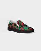 Pan African Flag Camo Women's Slip-On Canvas Shoe - Black - Conscious Apparel Store