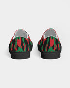 Pan African Flag Camo Women's Slip - On Canvas Shoe - Black - Conscious Apparel Store
