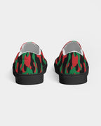 Pan African Flag Camo Women's Slip-On Canvas Shoe - Black - Conscious Apparel Store