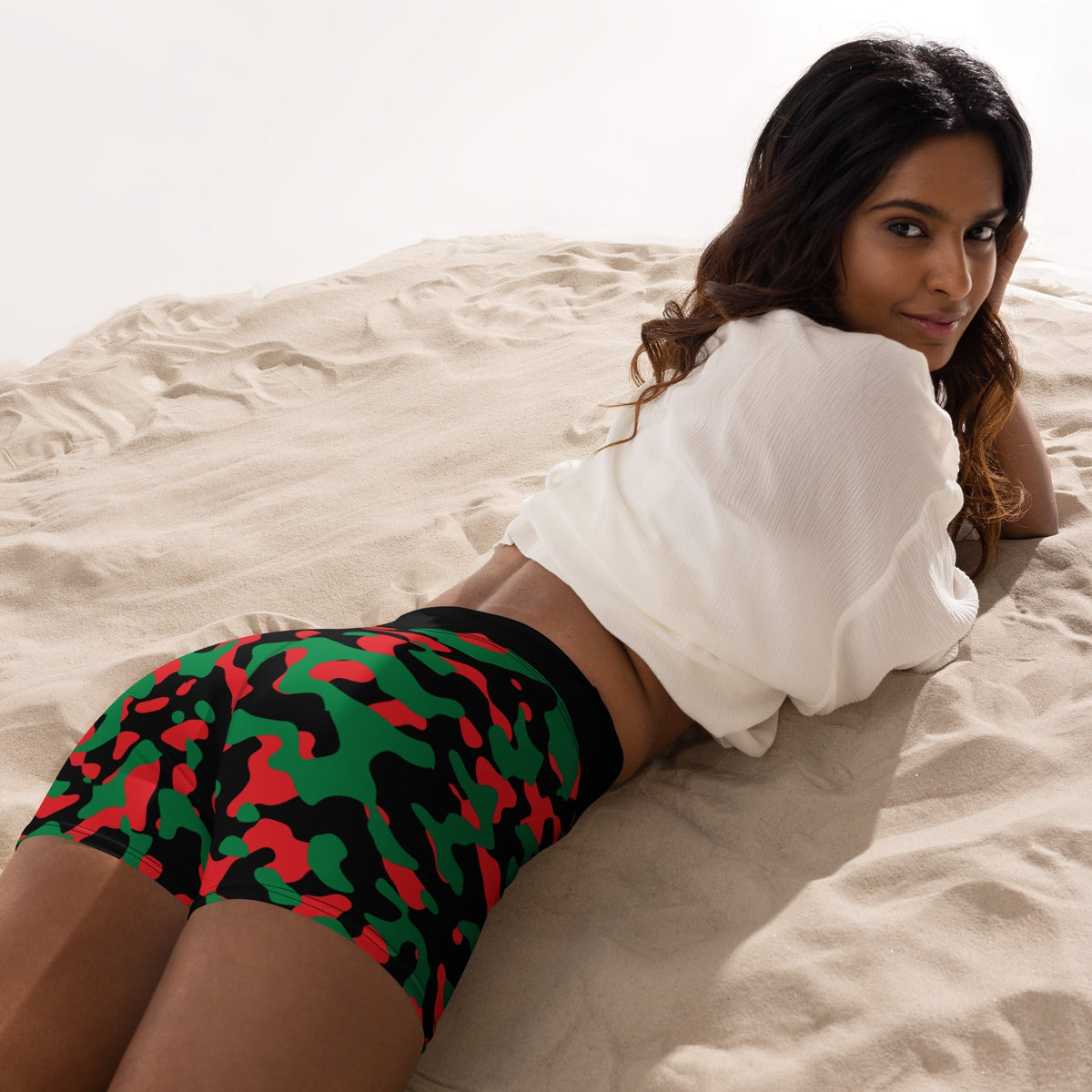 Pan African Flag Camo Yoga Shorts - Conscious Apparel Store