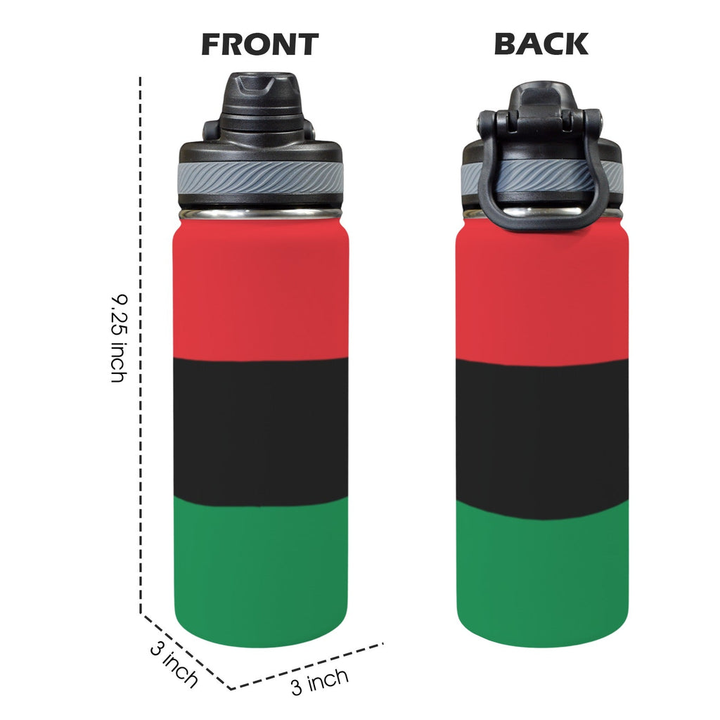 Pan African Flag Insulated Water Bottle with Dual - Use Lid (18oz) - Conscious Apparel Store