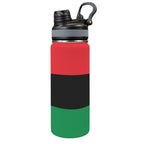 Pan African Flag Insulated Water Bottle with Dual - Use Lid (18oz) - Conscious Apparel Store