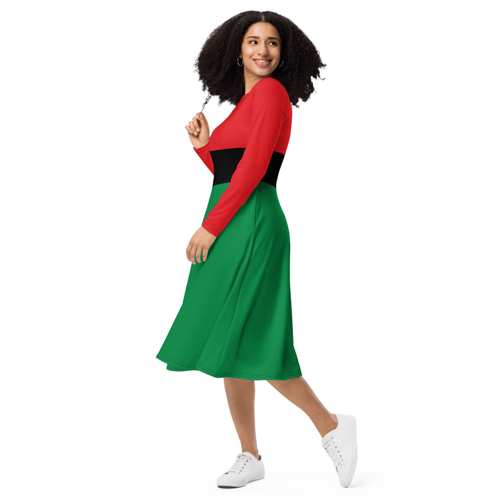 Pan African Flag long sleeve midi dress - Conscious Apparel Store