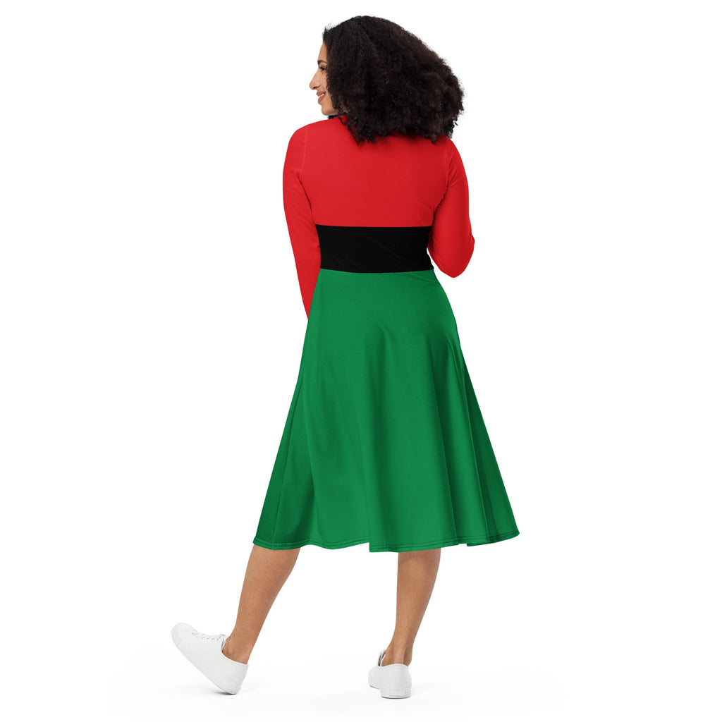 Pan African Flag long sleeve midi dress - Conscious Apparel Store