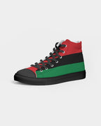 Pan African Flag Men's Hightop Canvas Shoe - Black - Conscious Apparel Store