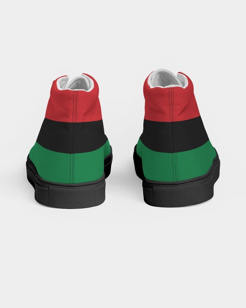 Pan African Flag Men's Hightop Canvas Shoe - Black - Conscious Apparel Store
