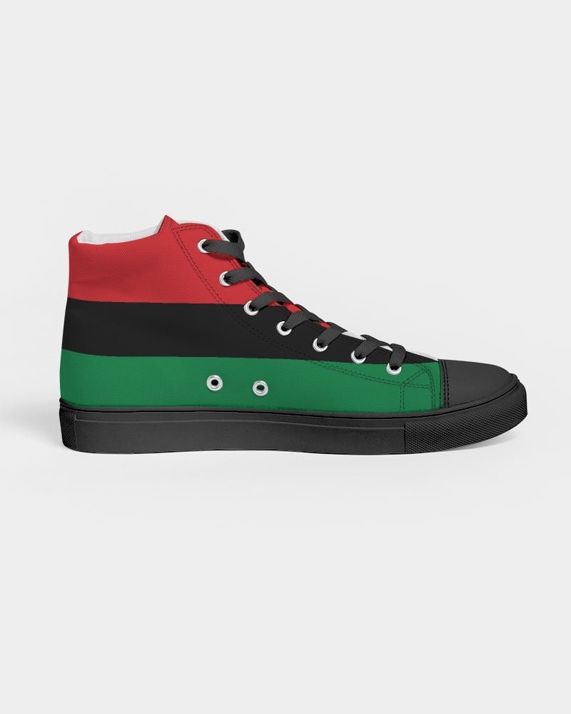 Pan African Flag Men's Hightop Canvas Shoe - Black - Conscious Apparel Store