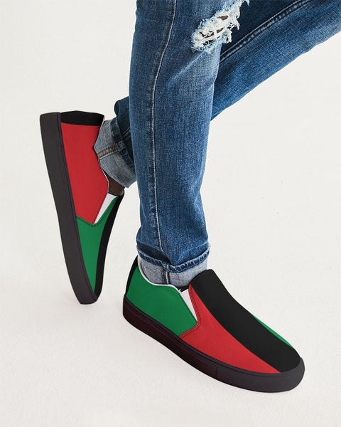 Pan African Flag Men's Slip - On Canvas Shoe - Black - Conscious Apparel Store