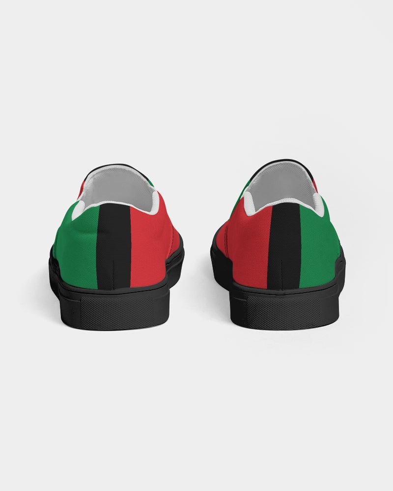 Pan African Flag Men's Slip - On Canvas Shoe - Black - Conscious Apparel Store