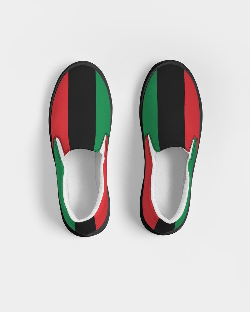 Pan African Flag Men's Slip-On Canvas Shoe - Black - Conscious Apparel Store