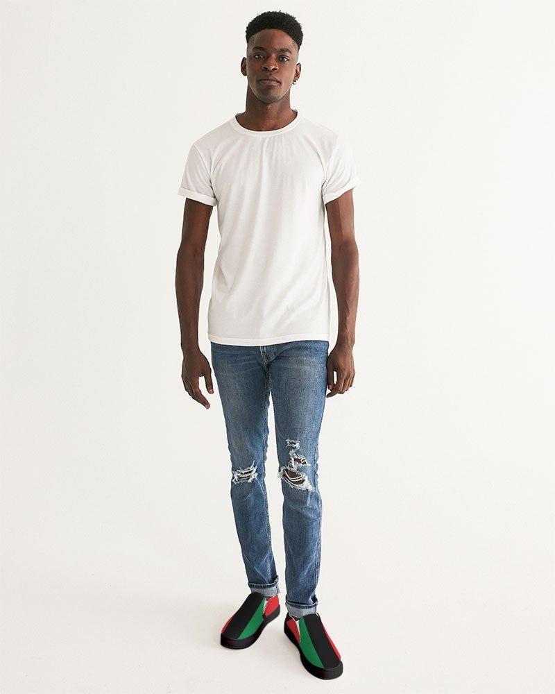 Pan African Flag Men's Slip-On Canvas Shoe - Black - Conscious Apparel Store