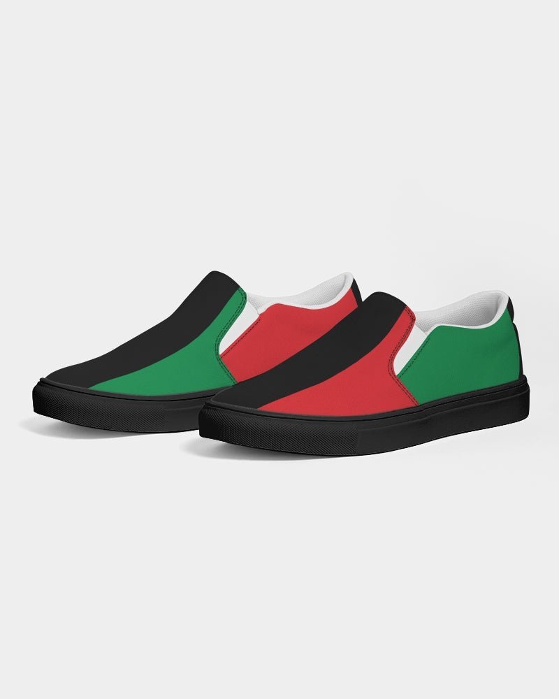 Pan African Flag Men's Slip-On Canvas Shoe - Black - Conscious Apparel Store