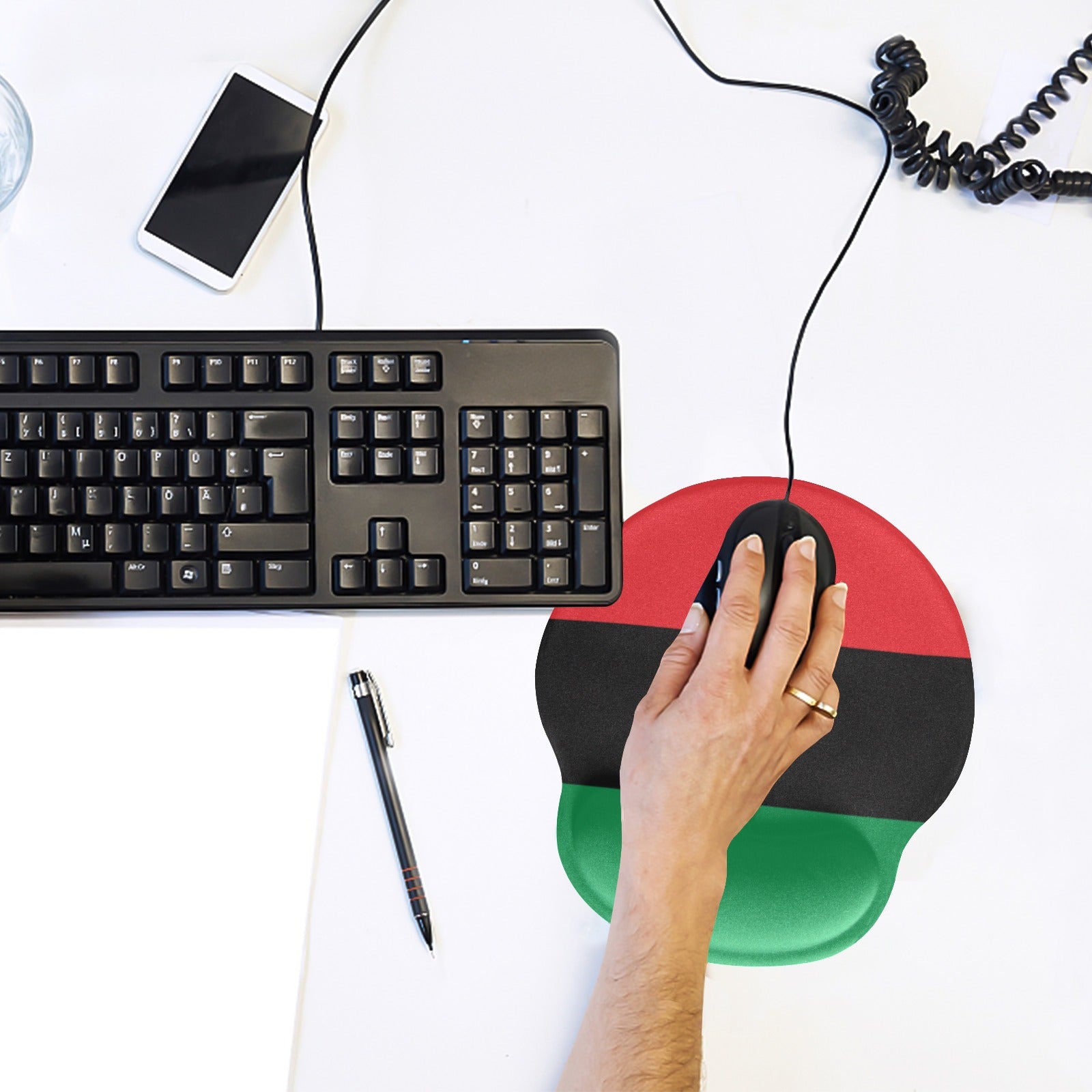 Pan African Flag Mouse Pad with Wrist Rest Support - Conscious Apparel Store