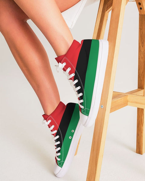 Pan African Flag Women's Hightop Canvas Shoe - Conscious Apparel Store