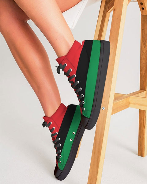 Pan African Flag Women's Hightop Canvas Shoe  - Black - Conscious Apparel Store