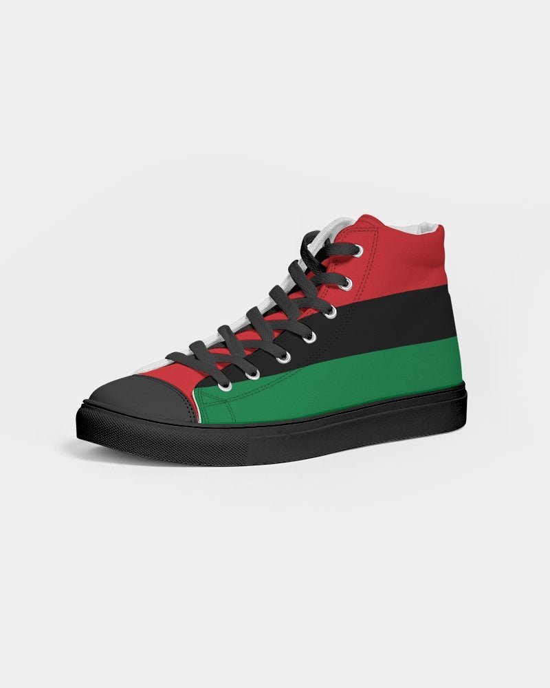 Pan African Flag Women's Hightop Canvas Shoe - Black - Conscious Apparel Store