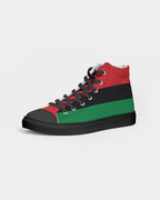 Pan African Flag Women's Hightop Canvas Shoe - Black - Conscious Apparel Store