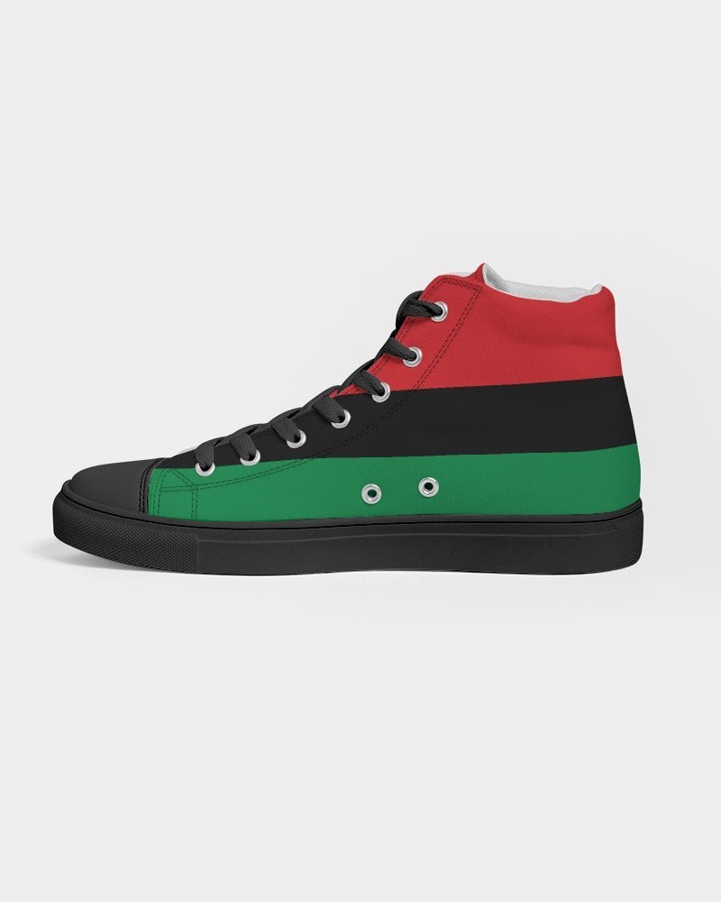 Pan African Flag Women's Hightop Canvas Shoe - Black - Conscious Apparel Store