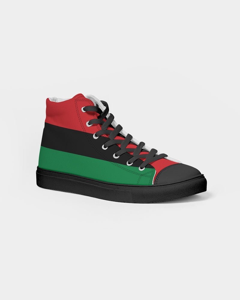 Pan African Flag Women's Hightop Canvas Shoe - Black - Conscious Apparel Store
