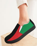 Pan African Flag Women's Slip-On Canvas Shoe - Black - Conscious Apparel Store