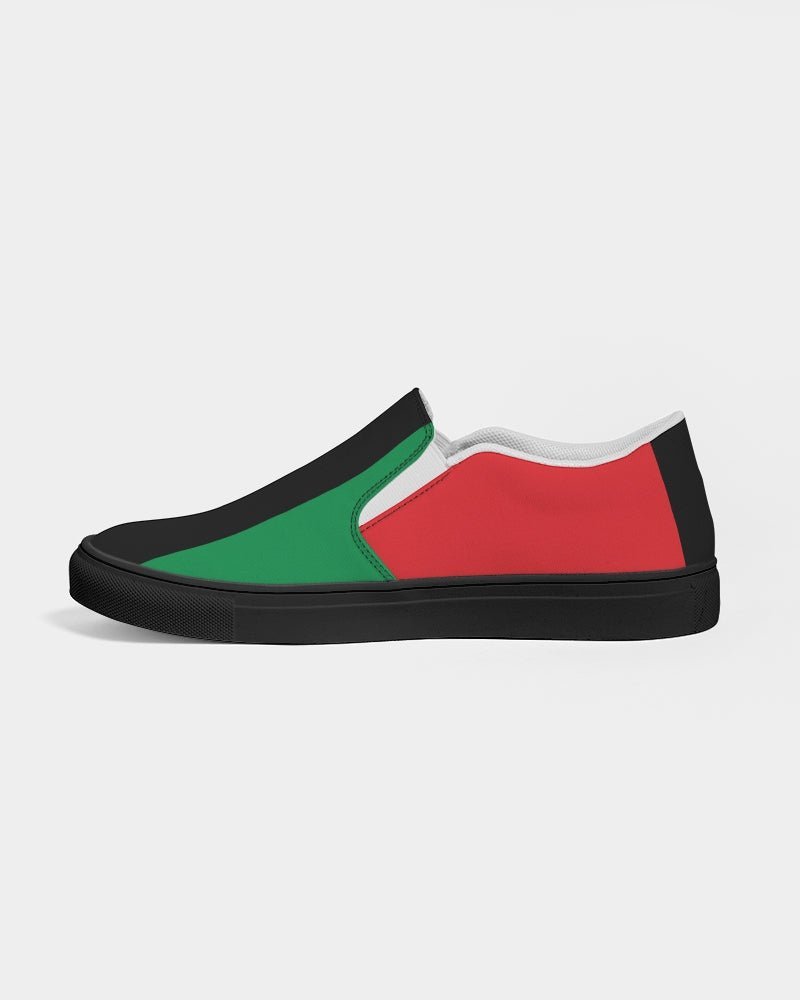 Pan African Flag Women's Slip-On Canvas Shoe - Black - Conscious Apparel Store