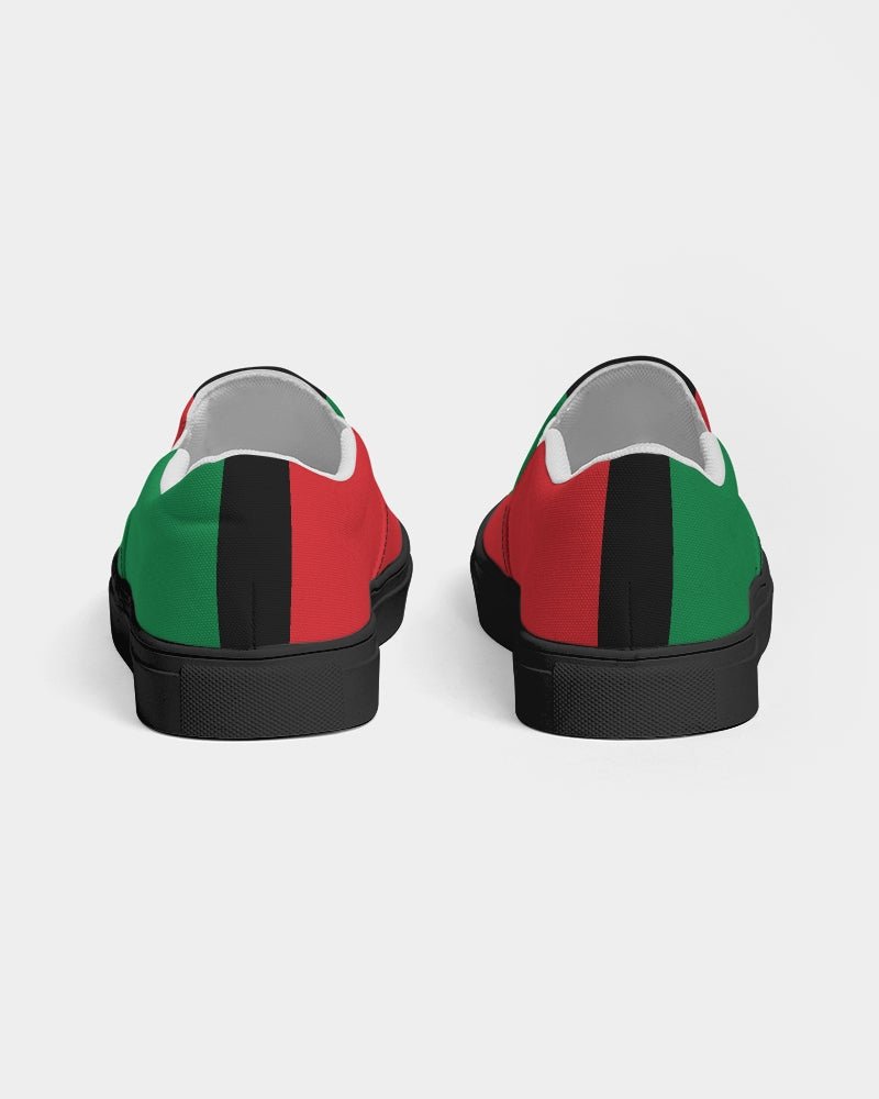Pan African Flag Women's Slip - On Canvas Shoe - Black - Conscious Apparel Store