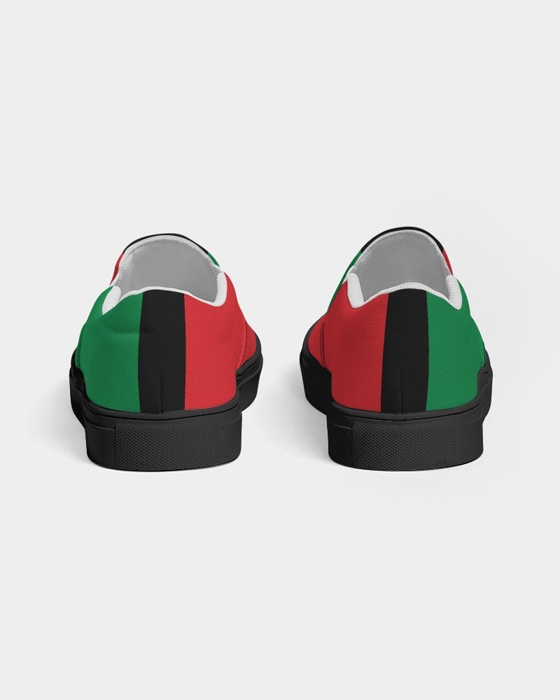 Pan African Flag Women's Slip-On Canvas Shoe - Black - Conscious Apparel Store