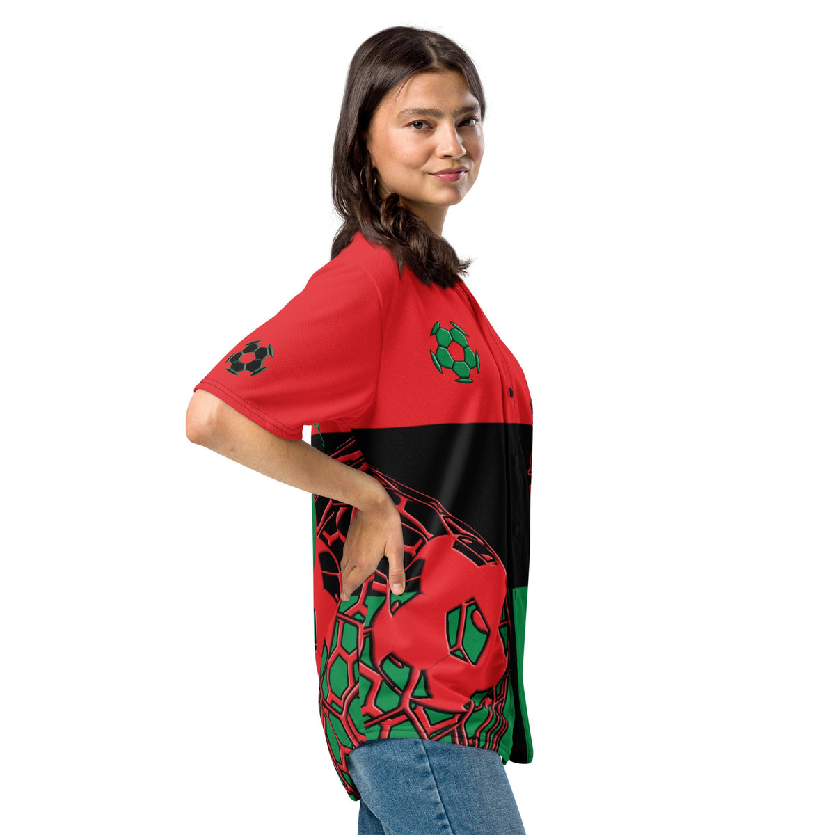 Pan African Football Themed Button-Down Sport Jersey - Conscious Apparel Store
