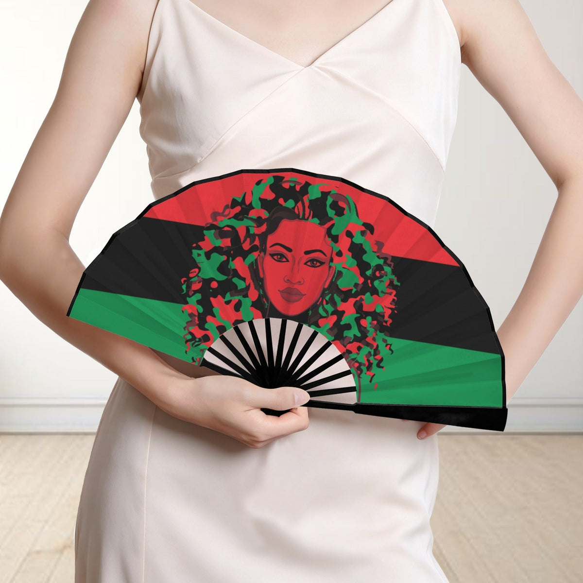 Pan African Girl Double-Sided Custom Folding Fan - Conscious Apparel Store