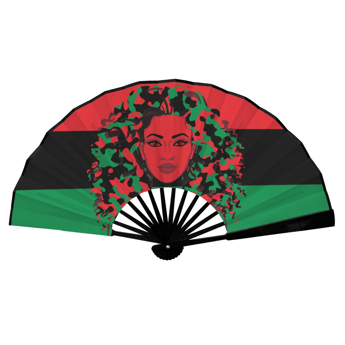 Pan African Girl Double-Sided Custom Folding Fan - Conscious Apparel Store