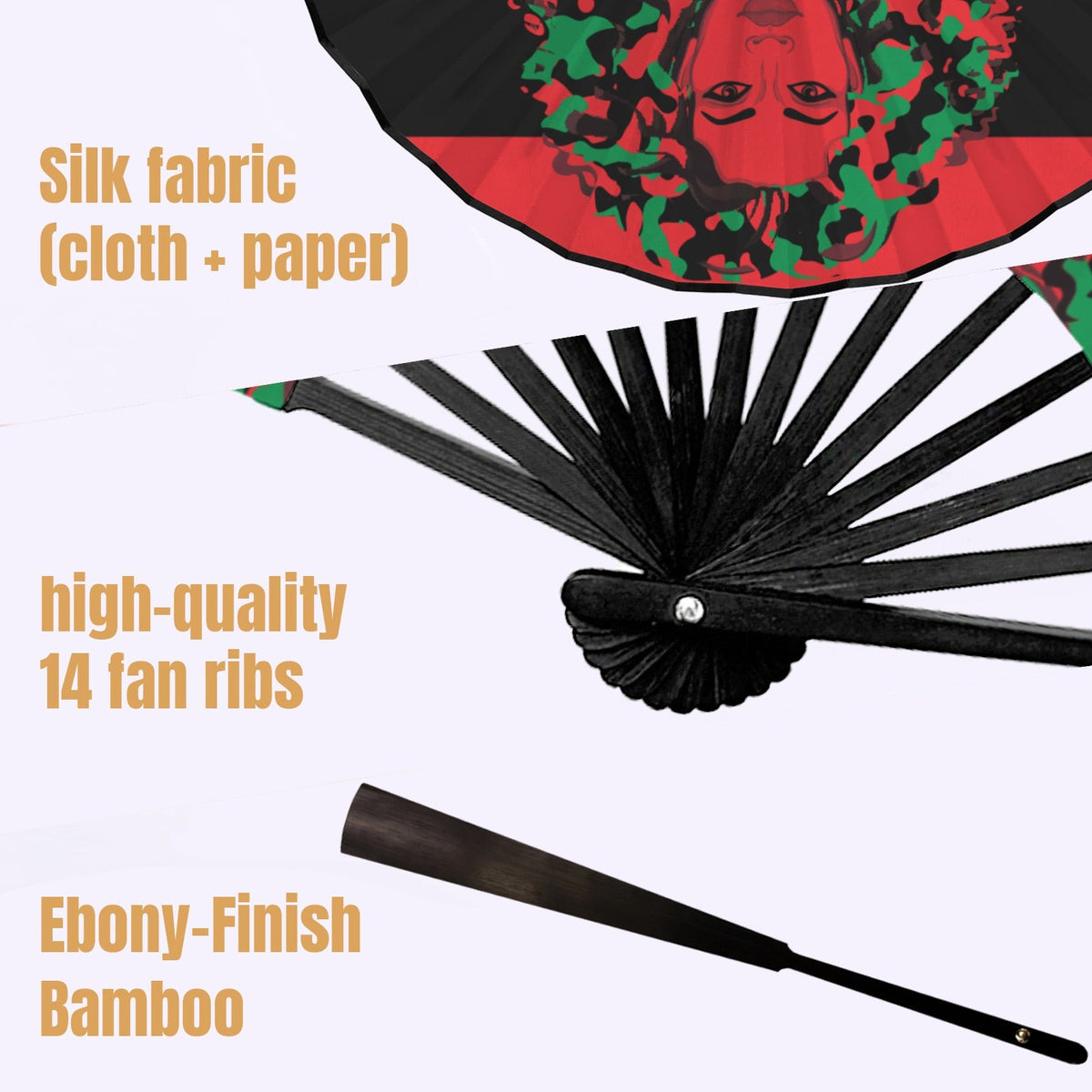 Pan African Girl Double-Sided Custom Folding Fan - Conscious Apparel Store
