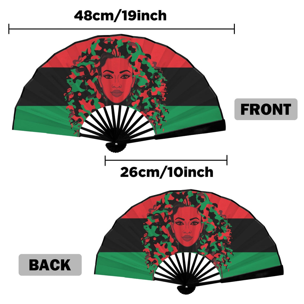 Pan African Girl Double-Sided Custom Folding Fan - Conscious Apparel Store