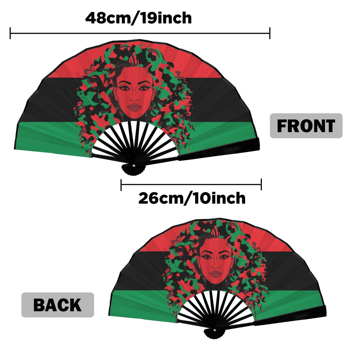 Pan African Girl Double-Sided Custom Folding Fan - Conscious Apparel Store