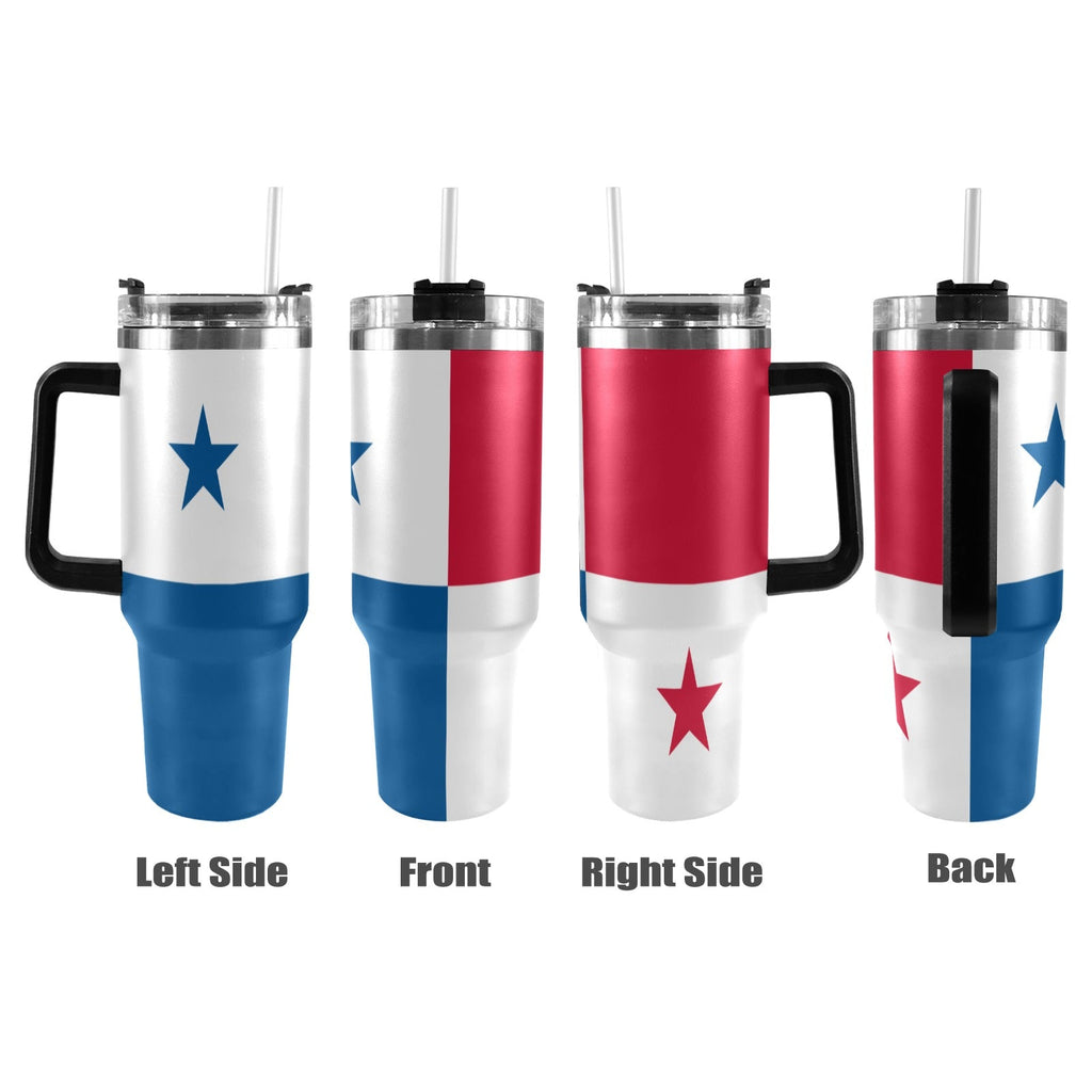 Panama Flag 40oz Tumbler with Black Handle - Conscious Apparel Store