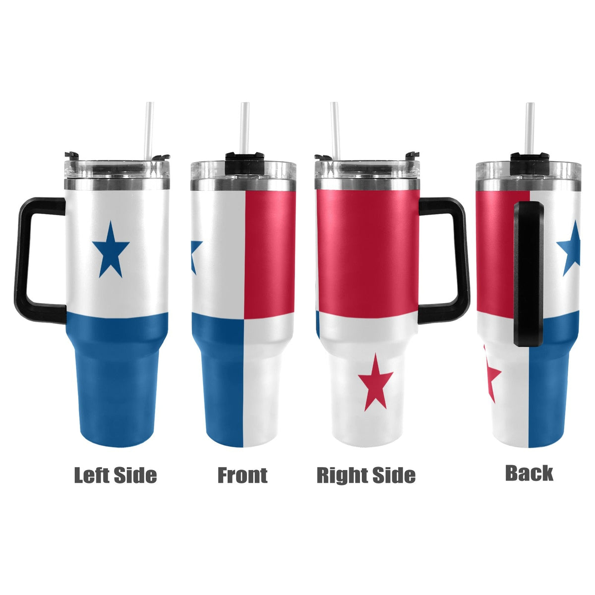 Panama Flag 40oz Tumbler with Black Handle - Conscious Apparel Store