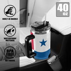 Panama Flag 40oz Tumbler with Black Handle - Conscious Apparel Store