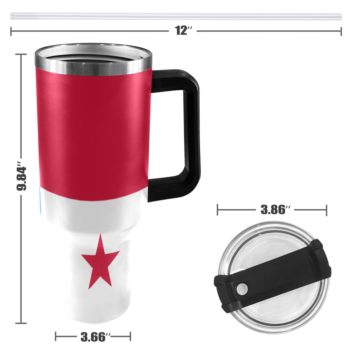 Panama Flag 40oz Tumbler with Black Handle - Conscious Apparel Store