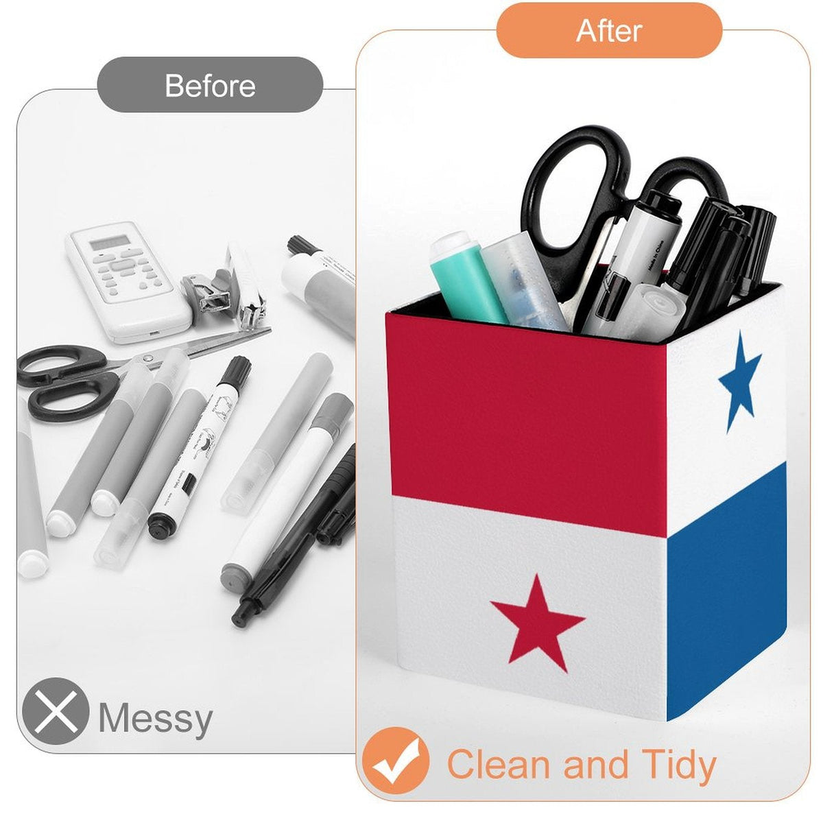 Panama Flag Square Pen Holder - Conscious Apparel Store