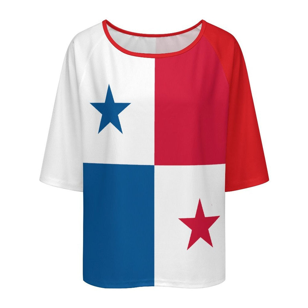 Panama Flag Women’s Loose Half-Sleeve Boat Neck T-Shirt - Conscious Apparel Store