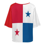 Panama Flag Women’s Loose Half-Sleeve Boat Neck T-Shirt - Conscious Apparel Store
