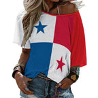 Panama Flag Women’s Loose Half-Sleeve Boat Neck T-Shirt - Conscious Apparel Store