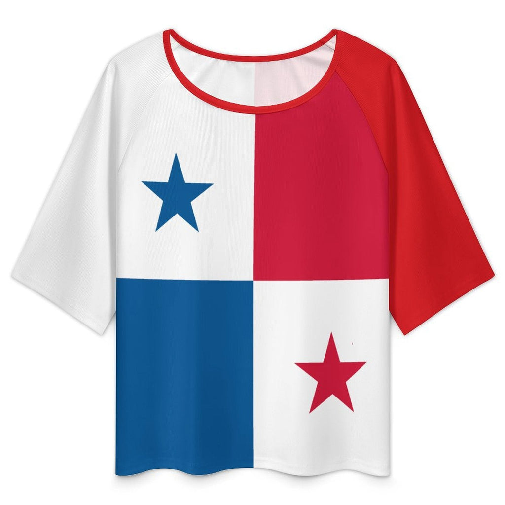 Panama Flag Women’s Loose Half-Sleeve Boat Neck T-Shirt - Conscious Apparel Store